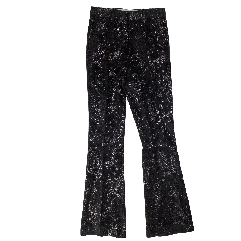 Flare dresses with pockets for added convenience -Amiri Paisley Velvet Glitter Flare - Black