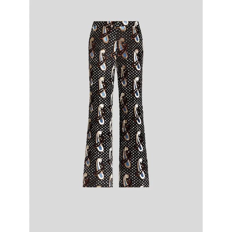 Flare dresses with floral patterns -FLARED JACQUARD TROUSERS
