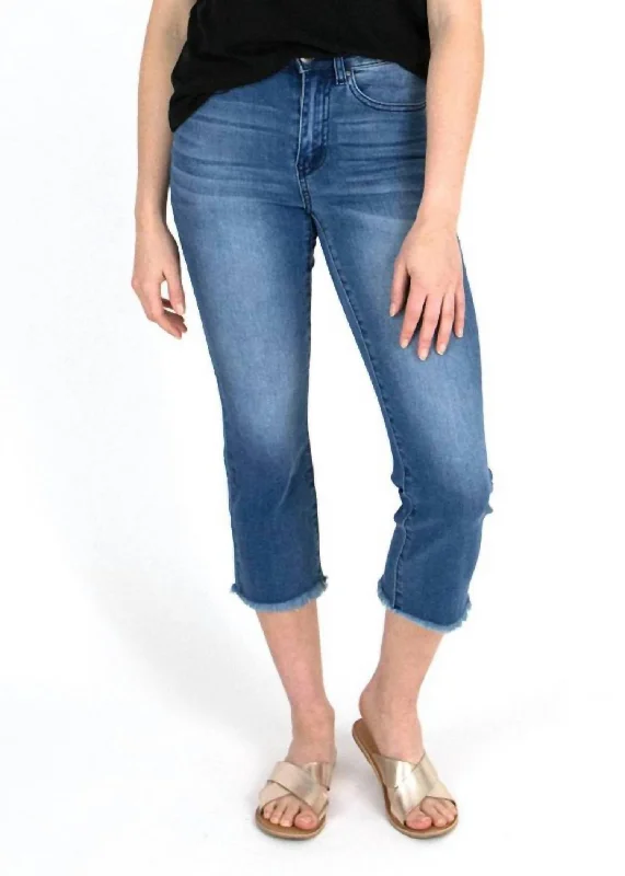 Flare dresses with fringe details for a western-inspired look -Crop Flare Jegging In Mid Wash Flare dresses with fringe details for a western-inspired look -Crop Flare Jegging In Mid Wash