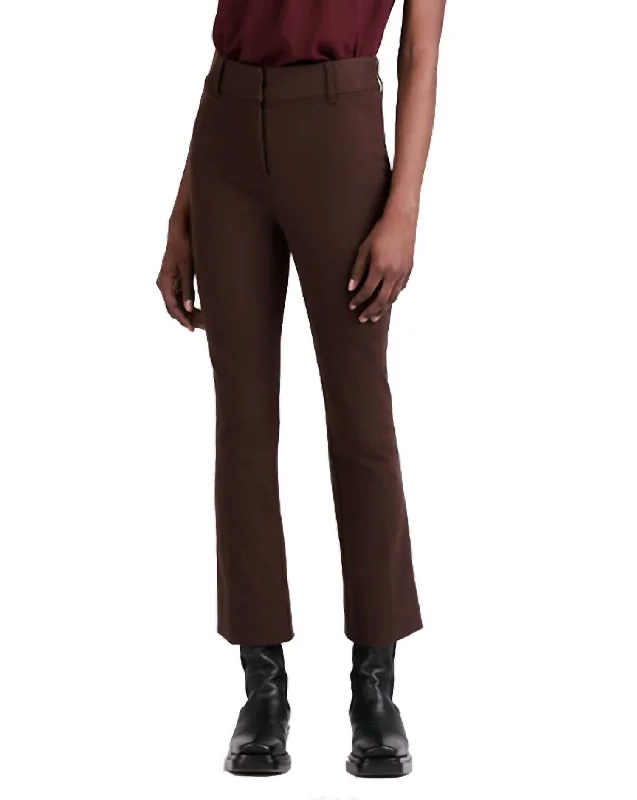 Flare dresses with plaid designs for a cozy feel -Cropped Flare Trouser In Chocolat