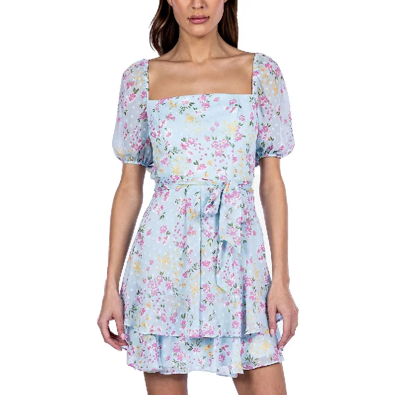 Flare dresses with satin finishes for a luxurious feel -B. Darlin Womens Juniors Ruffled Short Fit & Flare Dress Flare dresses with satin finishes for a luxurious feel -B. Darlin Womens Juniors Ruffled Short Fit & Flare Dress