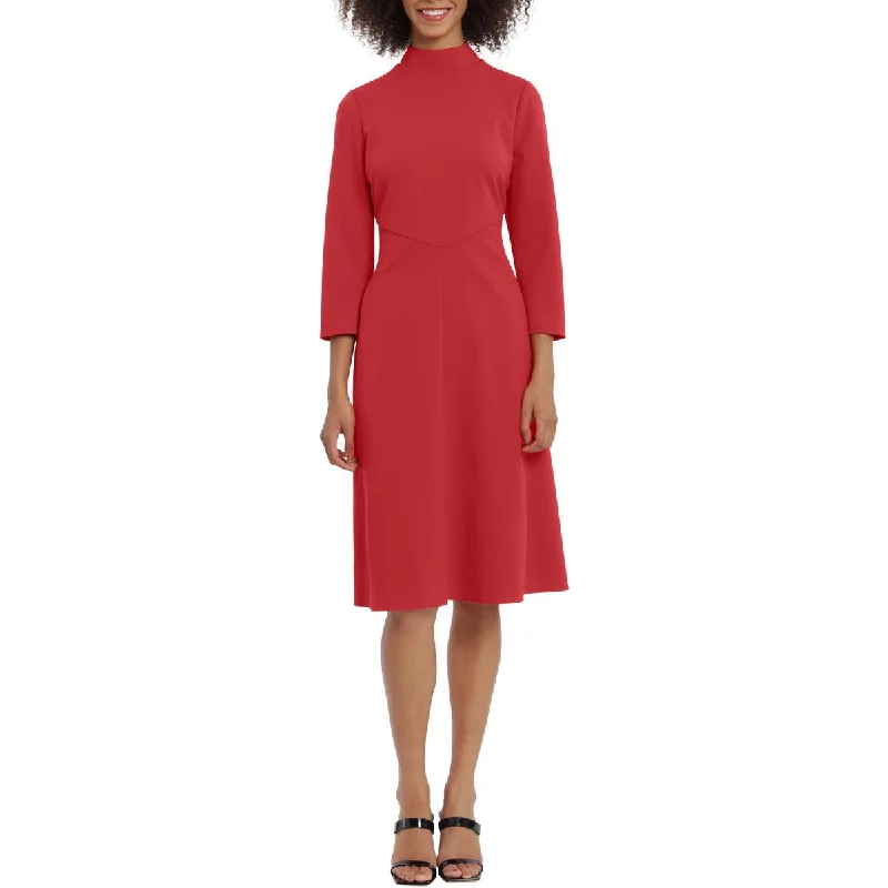 Flare dresses with pockets for added convenience -Maggy London Womens Pintuck Mid Calf Fit & Flare Dress Flare dresses with pockets for added convenience -Maggy London Womens Pintuck Mid Calf Fit & Flare Dress