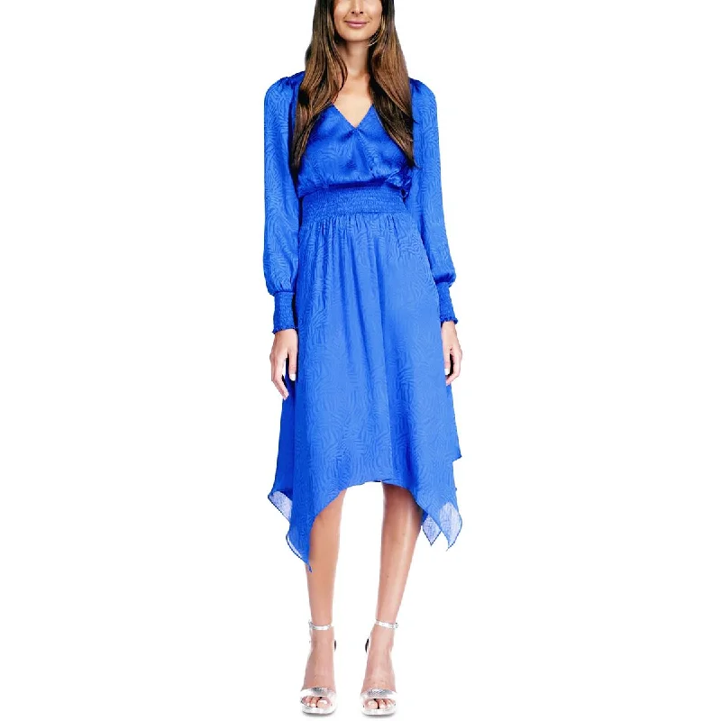 Flare dresses with plaid designs for a cozy feel -MICHAEL Michael Kors Womens Petites Handkerchief Hem Midi Fit & Flare Dress Flare dresses with plaid designs for a cozy feel -MICHAEL Michael Kors Womens Petites Handkerchief Hem Midi Fit & Flare Dress