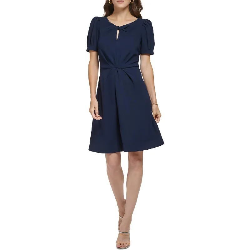 Flare dresses with side zippers for a sleek appearance -DKNY Womens Mini Keyhole Fit & Flare Dress Flare dresses with side zippers for a sleek appearance -DKNY Womens Mini Keyhole Fit & Flare Dress