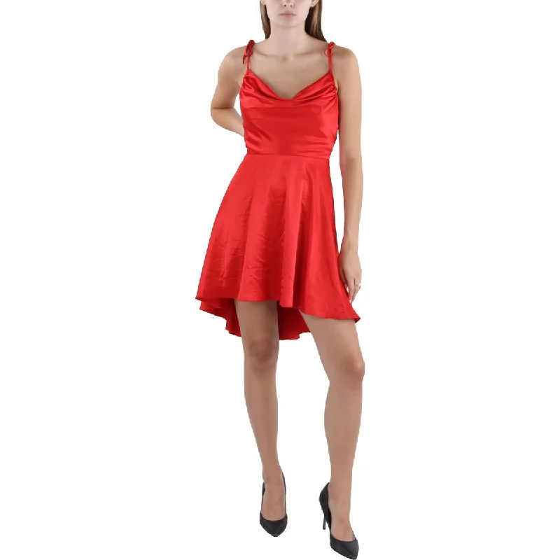 Flare dresses with button-down fronts for a classic touch -City Studios Womens Juniors Satin Knee-Length Fit & Flare Dress Flare dresses with button-down fronts for a classic touch -City Studios Womens Juniors Satin Knee-Length Fit & Flare Dress