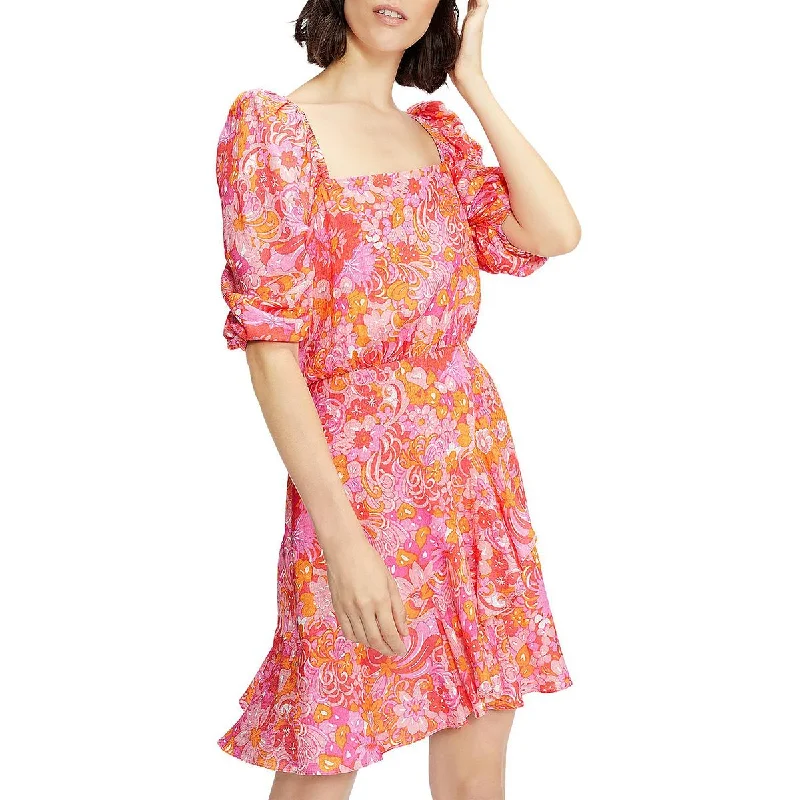 Summer flare dresses with breathable fabrics -Ted Baker Womens Mini Puff Sleeve Fit & Flare Dress Summer flare dresses with breathable fabrics -Ted Baker Womens Mini Puff Sleeve Fit & Flare Dress