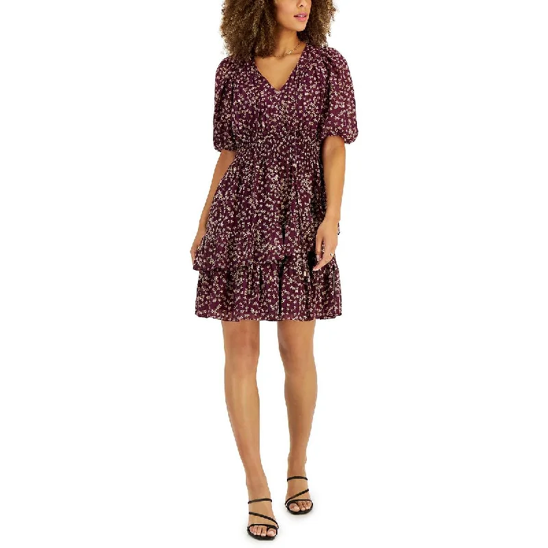 Midi-length flare dresses for a modest look -Taylor Womens Petites Ditsy-Print Smocked Fit & Flare Dress Midi-length flare dresses for a modest look -Taylor Womens Petites Ditsy-Print Smocked Fit & Flare Dress