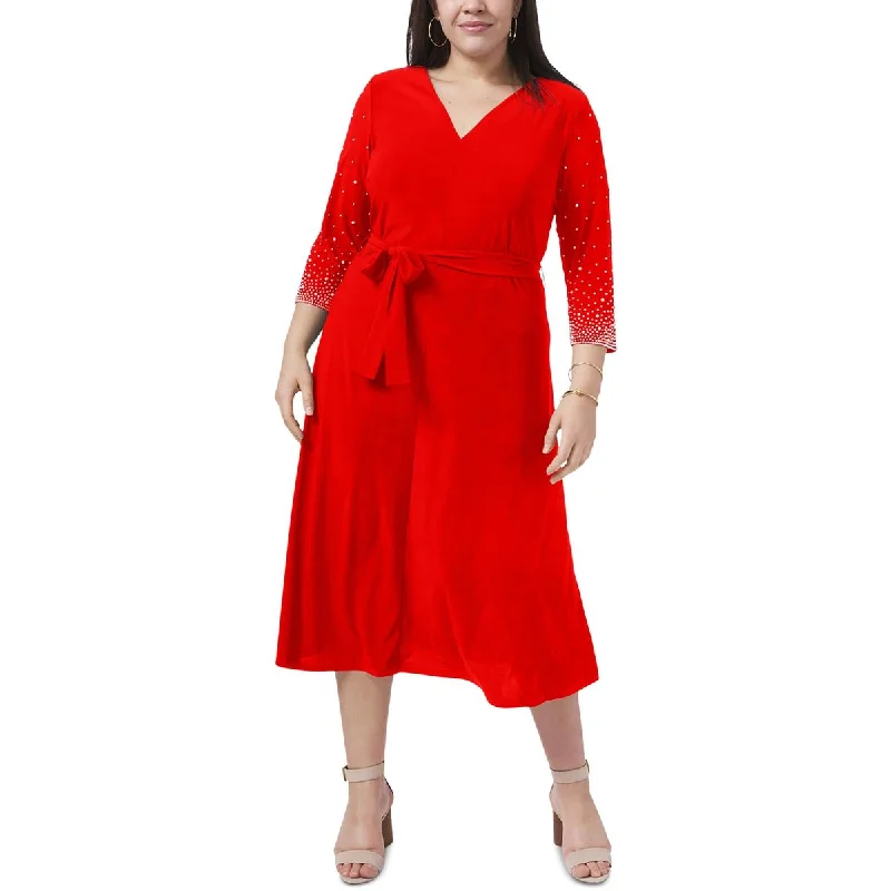 Flare dresses with cap sleeves for a modest style -MSK Womens Plus Jersey Embellished Fit & Flare Dress Flare dresses with cap sleeves for a modest style -MSK Womens Plus Jersey Embellished Fit & Flare Dress