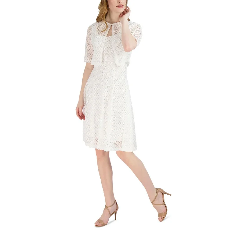 Flare dresses with asymmetrical hems for a modern twist -Signature By Robbie Bee Womens Petites Lace 2PC Fit & Flare Dress Flare dresses with asymmetrical hems for a modern twist -Signature By Robbie Bee Womens Petites Lace 2PC Fit & Flare Dress