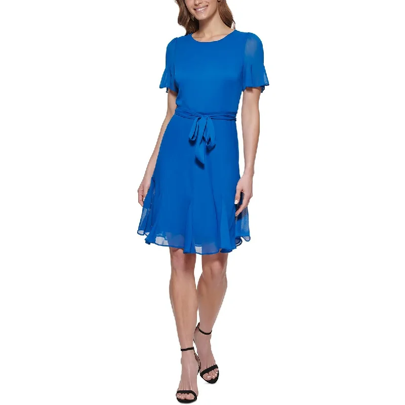 Flare dresses with pockets for added convenience -DKNY Womens Knee-Length Cocktail Fit & Flare Dress