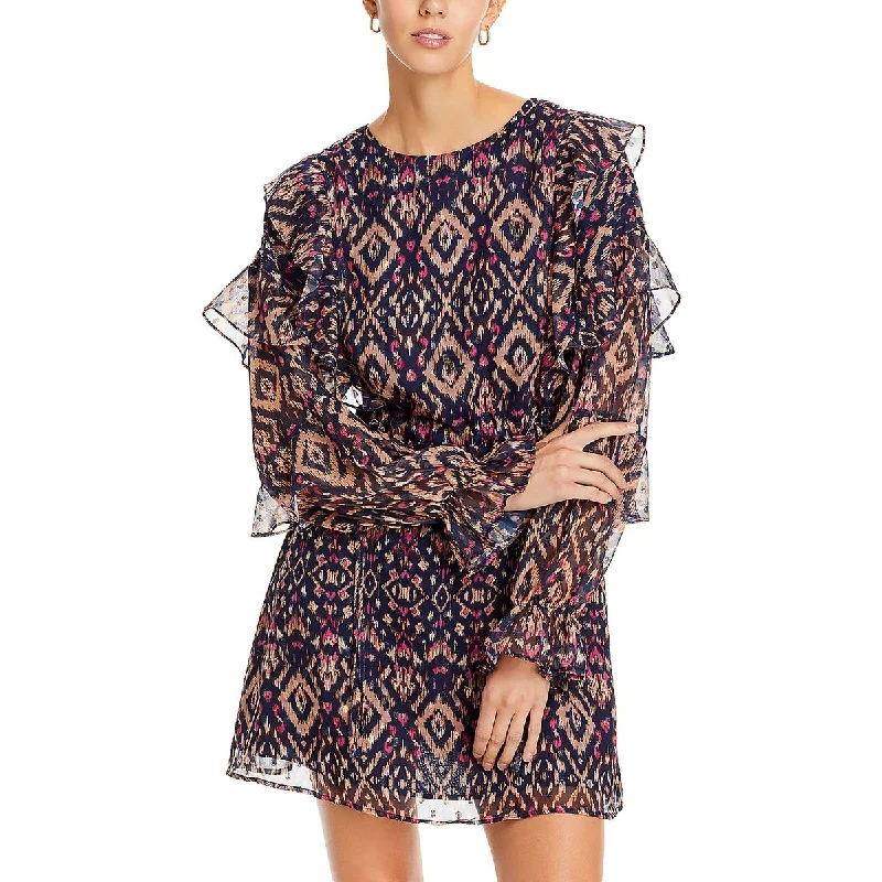 Flare dresses with ruffle accents for a playful look -Koko + Mason Womens Ruffled Printed Fit & Flare Dress Flare dresses with ruffle accents for a playful look -Koko + Mason Womens Ruffled Printed Fit & Flare Dress