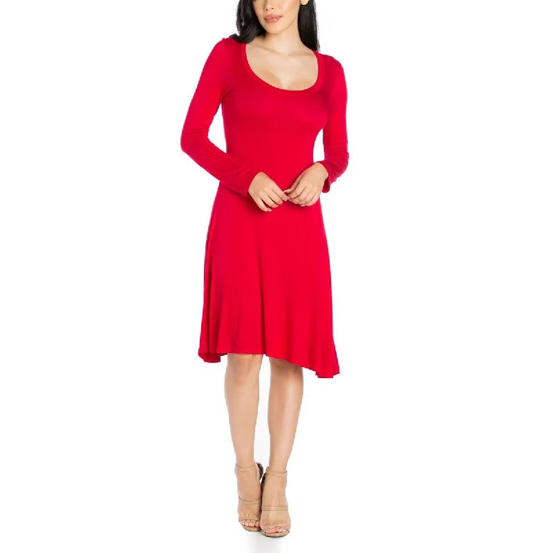 Flare dresses with empire waists for an elegant silhouette -24seven Comfort Apparel Womens Long Sleeves Mini Fit & Flare Dress Flare dresses with empire waists for an elegant silhouette -24seven Comfort Apparel Womens Long Sleeves Mini Fit & Flare Dress