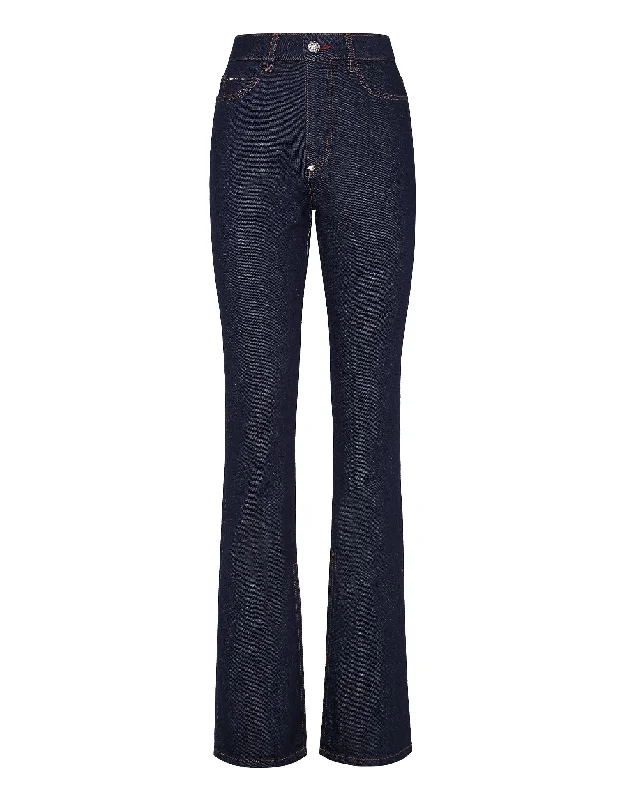 Flare dresses with empire waists for an elegant silhouette -Denim Trousers Flare Fit Chains Flare dresses with empire waists for an elegant silhouette -Denim Trousers Flare Fit Chains