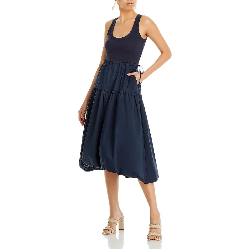 Flare dresses with square necks for a vintage feel -Cinq a Sept Womens Jaelyn Cotton Midi Fit & Flare Dress Flare dresses with square necks for a vintage feel -Cinq a Sept Womens Jaelyn Cotton Midi Fit & Flare Dress