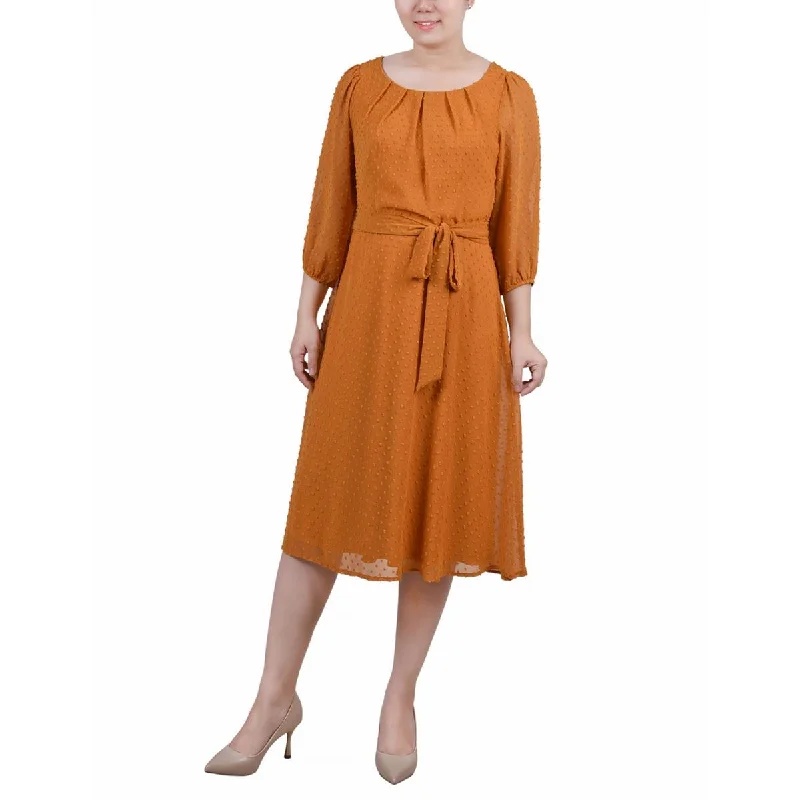 Flare dresses with pockets for added convenience -NY Collection Womens Petites Blouson Midi Fit & Flare Dress Flare dresses with pockets for added convenience -NY Collection Womens Petites Blouson Midi Fit & Flare Dress