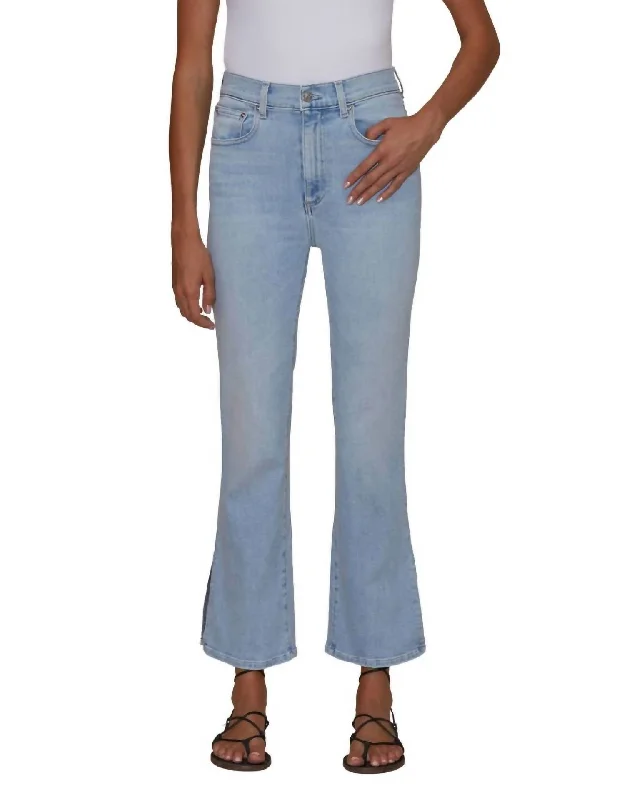Denim flare dresses for a casual vibe -Stella Crop Flare Ice Breaker In Denim Light Blue Denim flare dresses for a casual vibe -Stella Crop Flare Ice Breaker In Denim Light Blue
