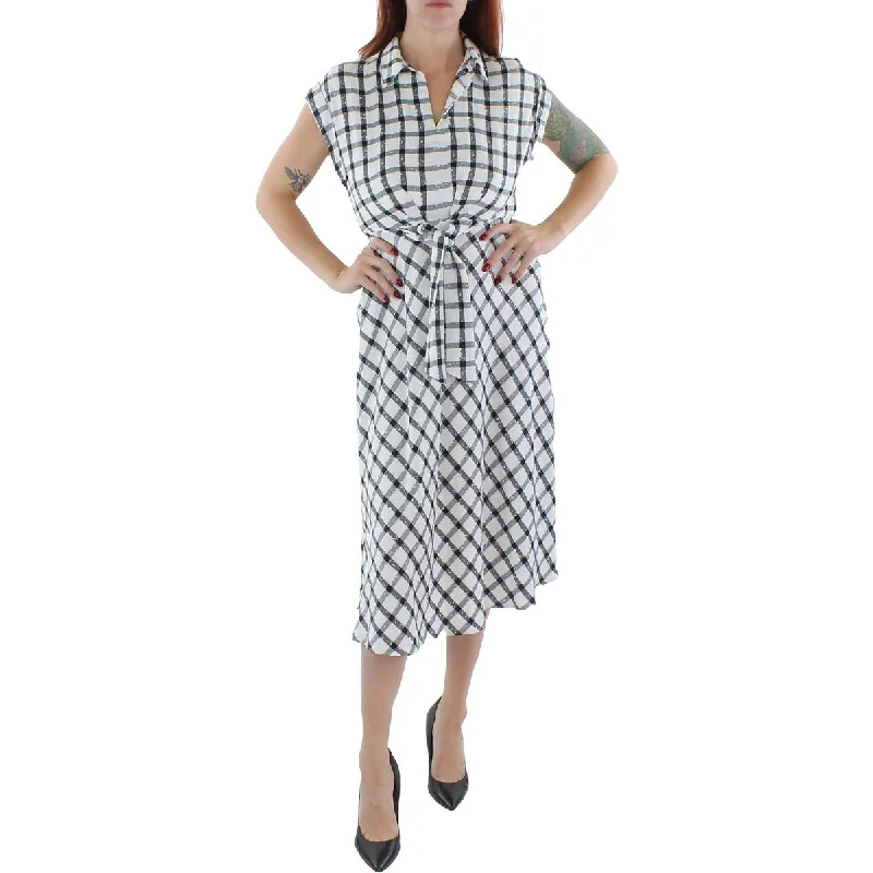 Flare dresses with wrap designs for a flattering fit -DKNY Womens Crepe Checkered Fit & Flare Dress Flare dresses with wrap designs for a flattering fit -DKNY Womens Crepe Checkered Fit & Flare Dress