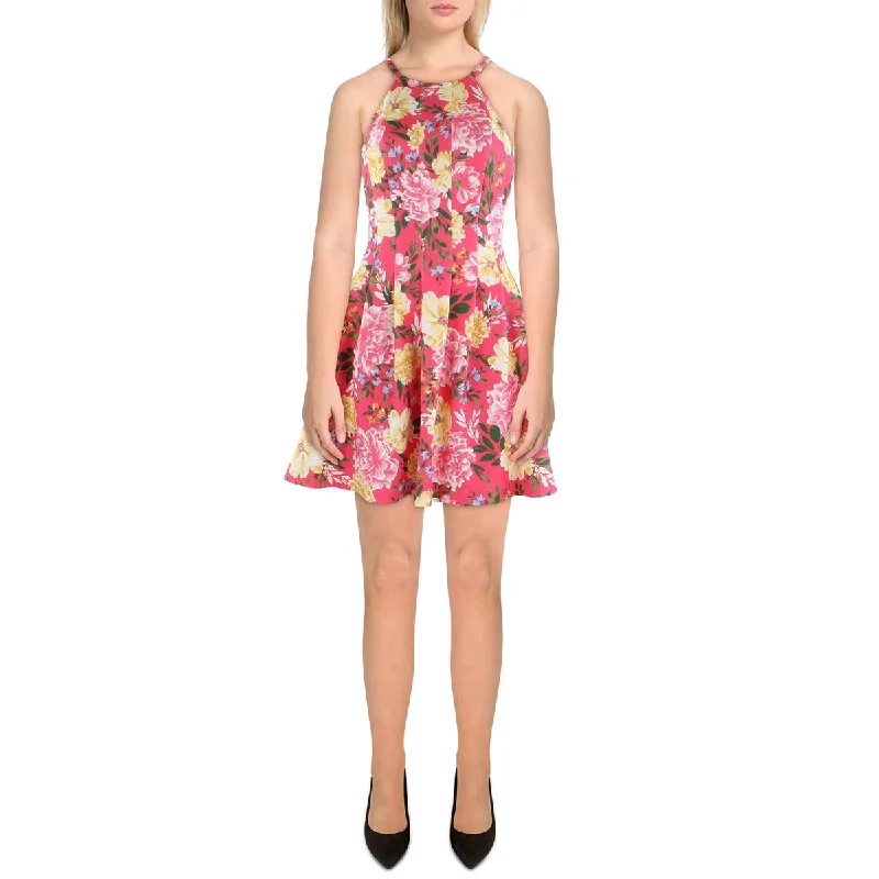 Flare dresses with side slits for added movement -Vince Camuto Womens Petites Floral Print Mini Fit & Flare Dress Flare dresses with side slits for added movement -Vince Camuto Womens Petites Floral Print Mini Fit & Flare Dress