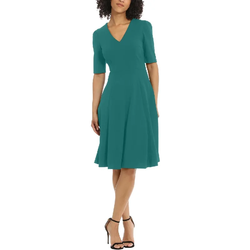 Flare dresses with sleeveless designs for summer comfort -Donna Morgan Womens Pocketed Midi Fit & Flare Dress Flare dresses with sleeveless designs for summer comfort -Donna Morgan Womens Pocketed Midi Fit & Flare Dress