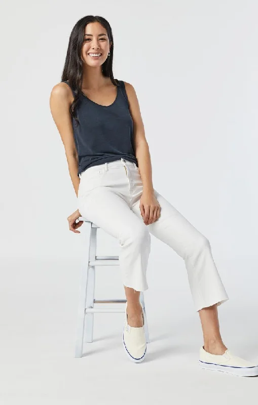 Flare dresses with plaid designs for a cozy feel -ANIKA CROP FLARE IN OFF-WHITE LA VINTAGE Flare dresses with plaid designs for a cozy feel -ANIKA CROP FLARE IN OFF-WHITE LA VINTAGE