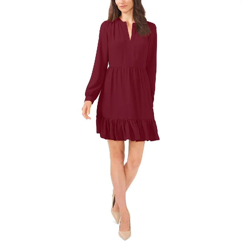 Flare dresses with V-necklines for a slimming effect -Vince Camuto Womens Ruffled Fit & Flare Dress Flare dresses with V-necklines for a slimming effect -Vince Camuto Womens Ruffled Fit & Flare Dress