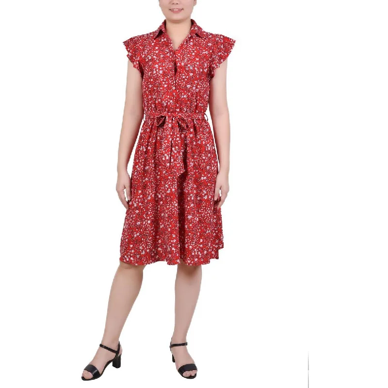 Flare dresses with button-down fronts for a classic touch -NY Collection Womens Petites Woven Floral Fit & Flare Dress Flare dresses with button-down fronts for a classic touch -NY Collection Womens Petites Woven Floral Fit & Flare Dress