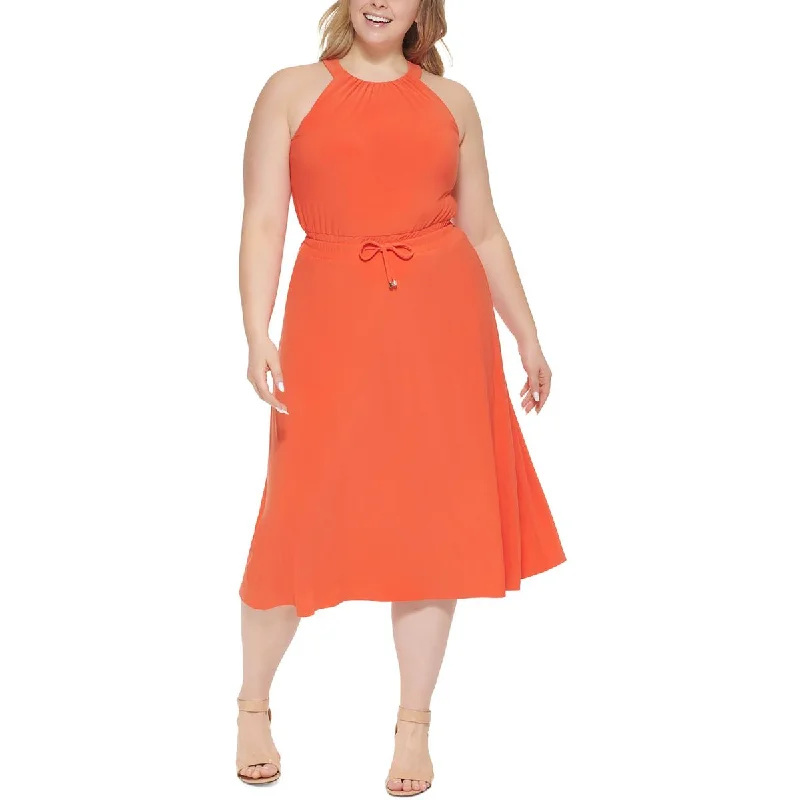 High-waisted flare dresses for a flattering silhouette -Tommy Hilfiger Womens Sleeveless Halter Fit & Flare Dress High-waisted flare dresses for a flattering silhouette -Tommy Hilfiger Womens Sleeveless Halter Fit & Flare Dress