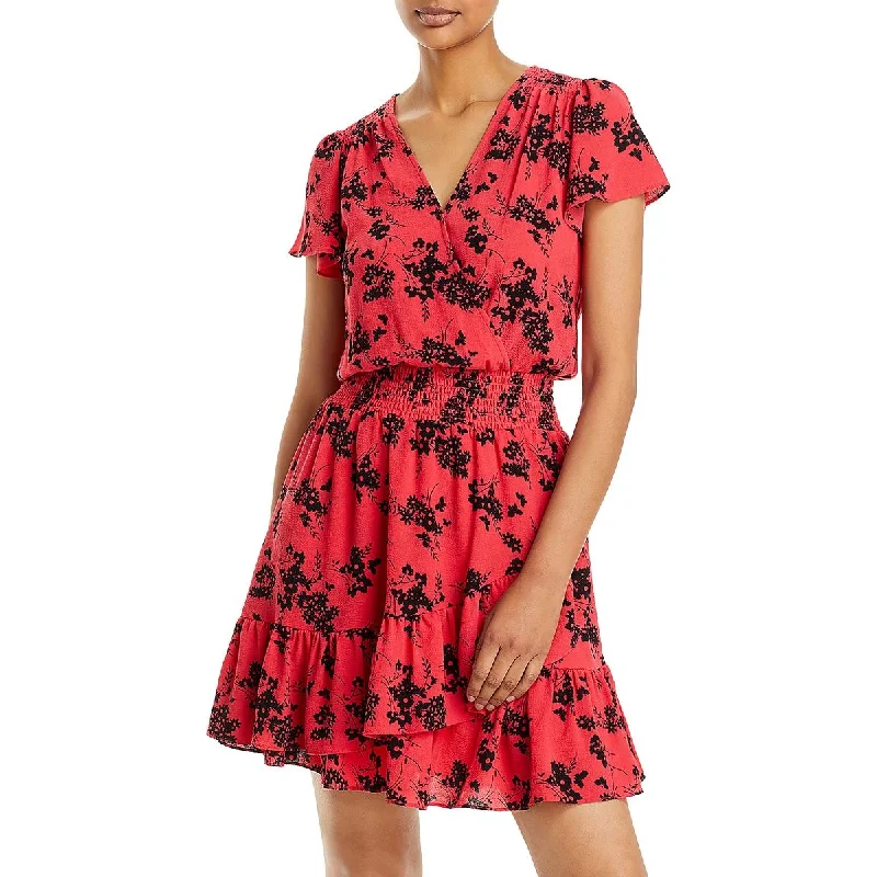 Long-sleeve flare dresses for cooler weather -MICHAEL Michael Kors Womens Ruffled Short Fit & Flare Dress Long-sleeve flare dresses for cooler weather -MICHAEL Michael Kors Womens Ruffled Short Fit & Flare Dress
