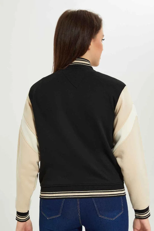 Women Black Base Ball Jacket