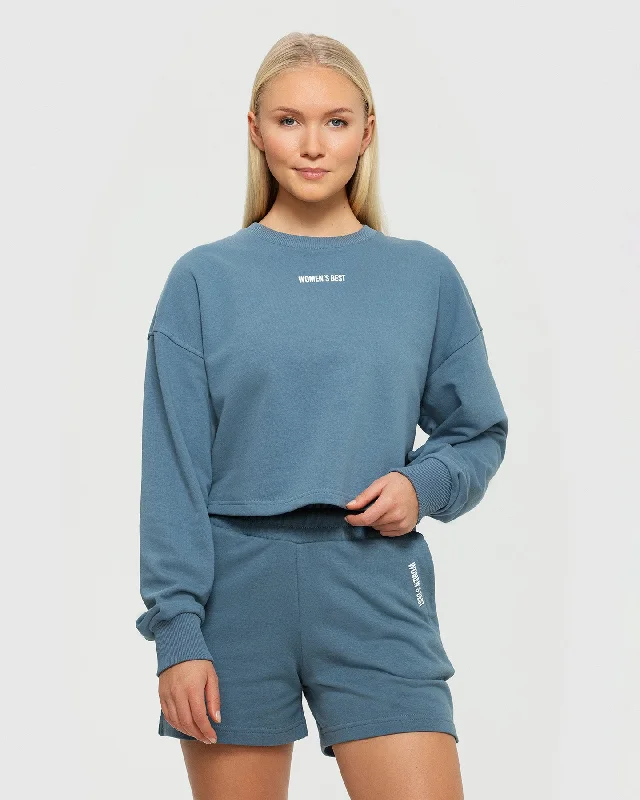 Comfort Cropped Crew Neck | Smoke Blue