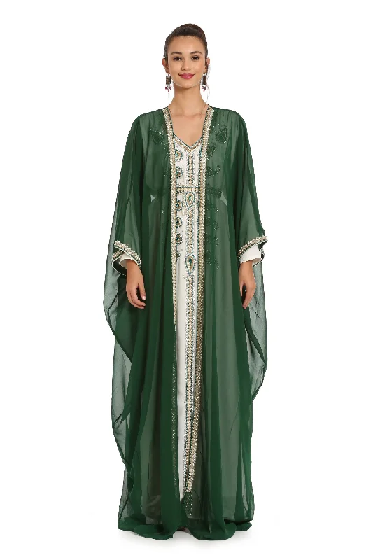 Dubai Farasha Tea Party Jellebiya in Green by Maxim Creation