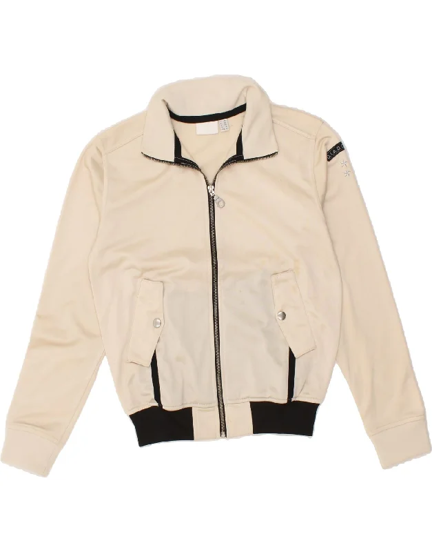 DIADORA Womens Tracksuit Top Jacket UK 8 Small Beige Colourblock Polyester