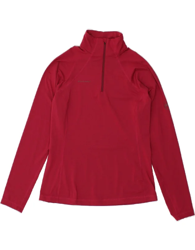 MAMMUT Womens Zip Neck Pullover Tracksuit Top UK 16 Large Red Polyester