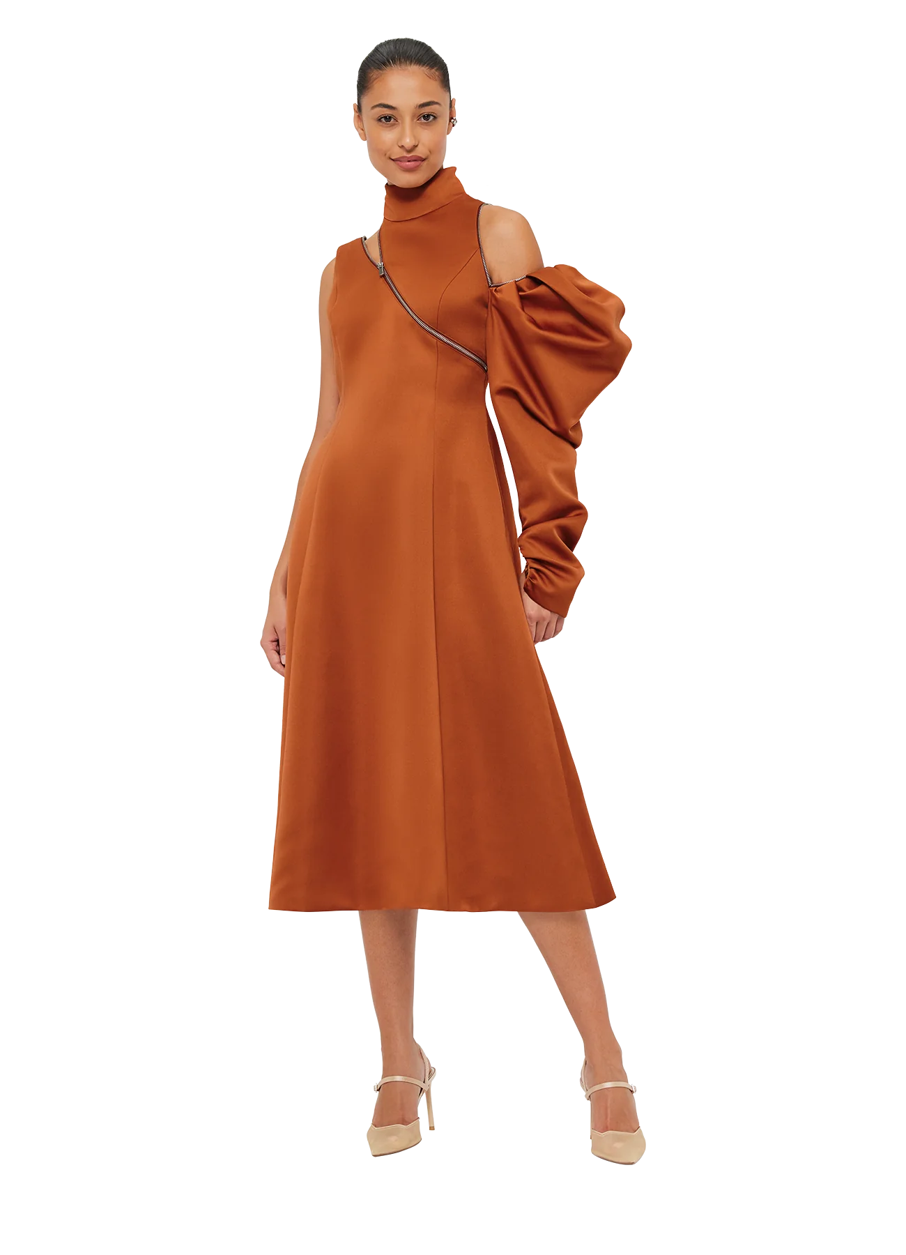 Annalise One Shoulder Midi Dress - Toffee