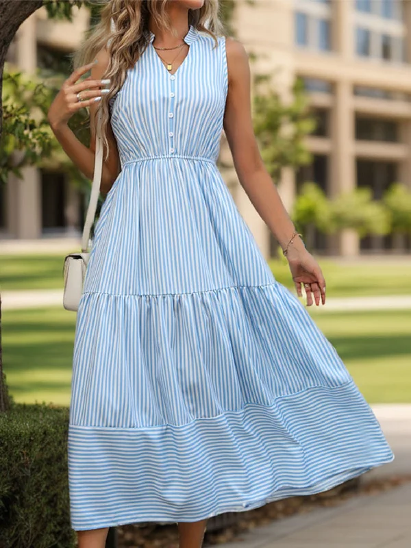 Kadie Notched Sleeveless Midi Dress