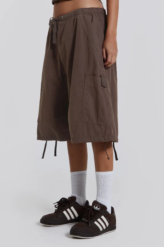 Brown Parachute Cargo Shorts