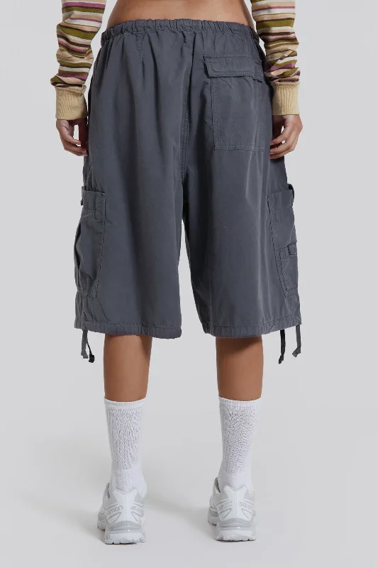 Vintage Grey Parachute Cargo Shorts