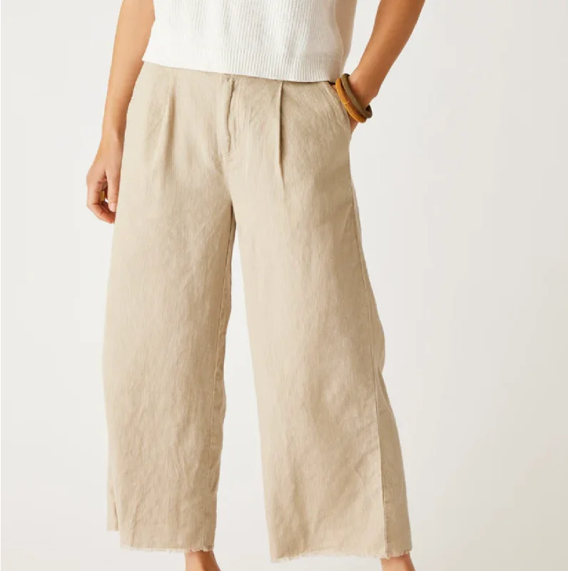 D Suki Linen Pant - lt. khaki stripe