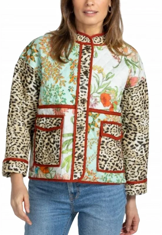 Liliana Quilted Patch Pocket Jacket In Multi