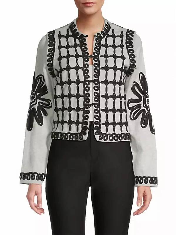 Romantic Soutache Knit Jacket In Grey Multi