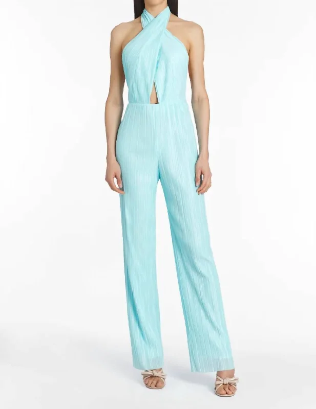 Extended Halter Jumpsuit In Wave