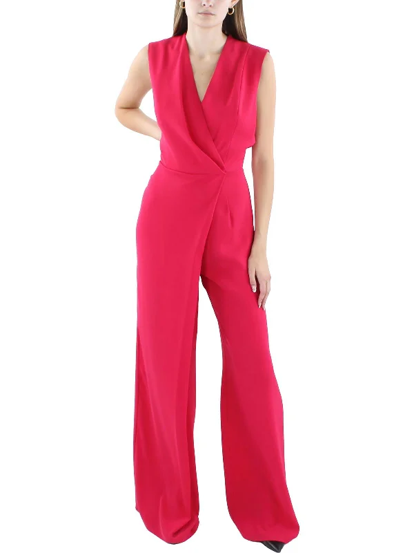 Juniors Womens Sleeveless Surplice Jumpsuit