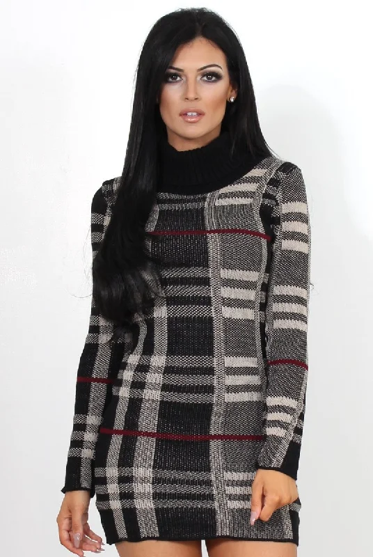 Buy stylish maxi dresses for women -Black Knitted Jumper Dress-Kande