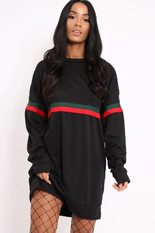 Shop dresses for cocktail parties -Black Stripe Jumper Dress - Finley