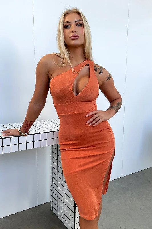 Cropped mini dresses for a trendy appearance -Blake Midi Dress - Orange
