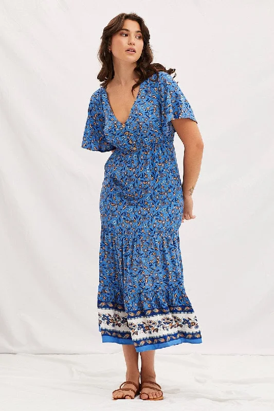 Mini dresses with asymmetrical neckline for a unique design -Boho Print V-Neck Short Sleeve Midi Dress Mini dresses with asymmetrical neckline for a unique design -Boho Print V-Neck Short Sleeve Midi Dress
