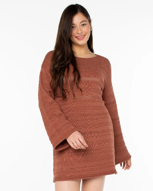 Shop dresses for cocktail parties -Bondi Sunset Dress - Russet