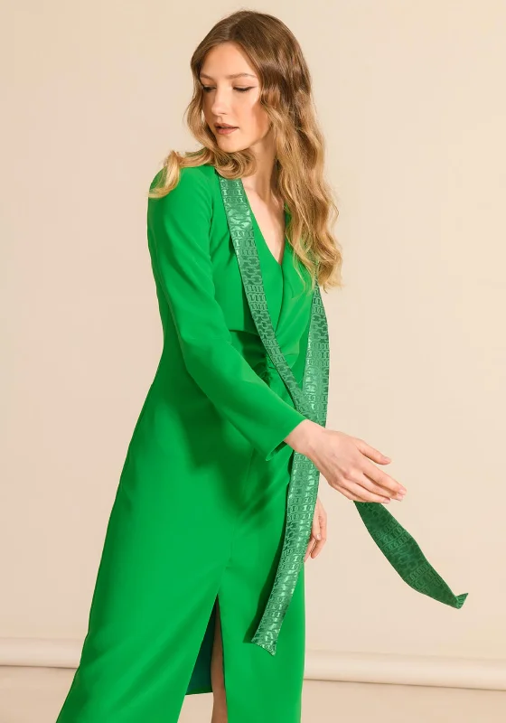 Comfortable mini dresses for daily wear -Caroline Kilkenny Slit Detail Millie Midi Dress, Green Comfortable mini dresses for daily wear -Caroline Kilkenny Slit Detail Millie Midi Dress, Green