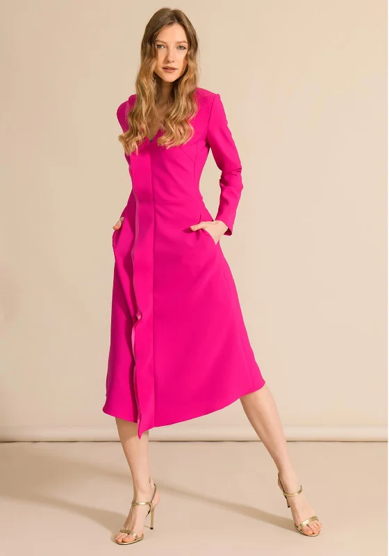 Mini dresses with faux fur collar for a touch of luxury -Caroline Kilkenny River Midi Dress, Pink Mini dresses with faux fur collar for a touch of luxury -Caroline Kilkenny River Midi Dress, Pink