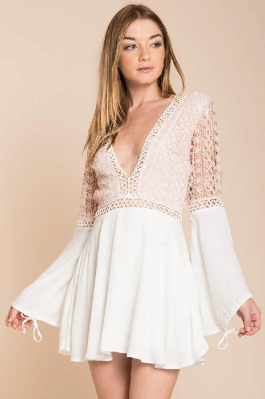Shop dresses for formal and casual events -Carson Crochet Details Dress White